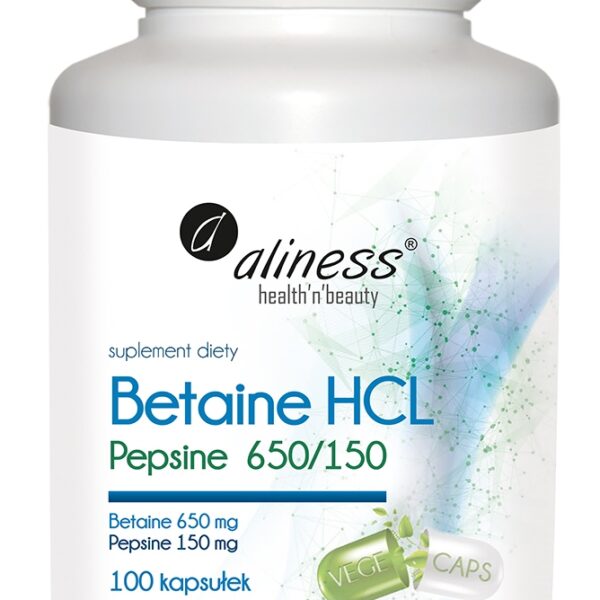 Aliness Betaina HCL + Pepsyna 650/150mg x 100 kaps