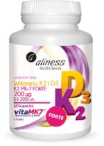 Aliness Witamina K2 FORTE MK-7 200 µg z Natto + D3 x 60 kaps.