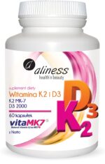Aliness Witamina K2 MK-7 100 µg z Natto + D3 x 60 kaps.