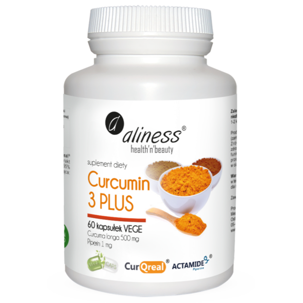 Aliness Curcumin 3 PLUS Curcuma longa 500mg Piperin 1mg 60 kaps