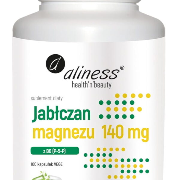 Aliness Jabłczan magnezu -140 mg B6 (pirydoksalo-5-fosforan)-5 mg 100 kaps