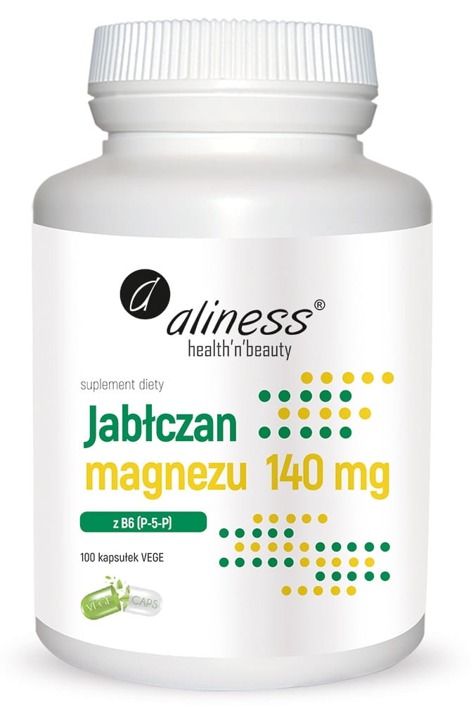 jablczan-magnezu-net.jpg Aliness Jabłczan magnezu -140 mg B6 (pirydoksalo-5-fosforan)-5 mg 100 kaps - obrazek 1