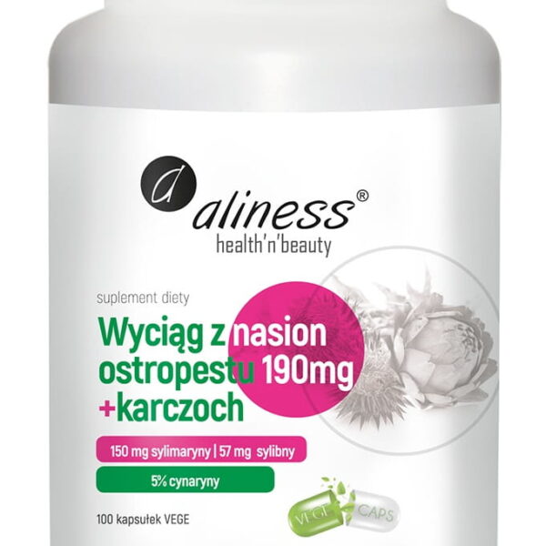 Aliness Ekstrakt z nasion ostropestu 190mg +karczoch x 100 kaps