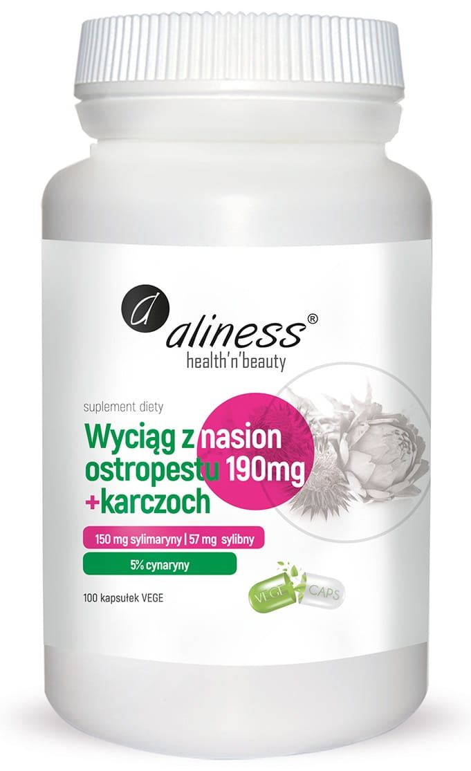 ostropest-net.jpg Aliness Ekstrakt z nasion ostropestu 190mg +karczoch x 100 kaps - obrazek 1